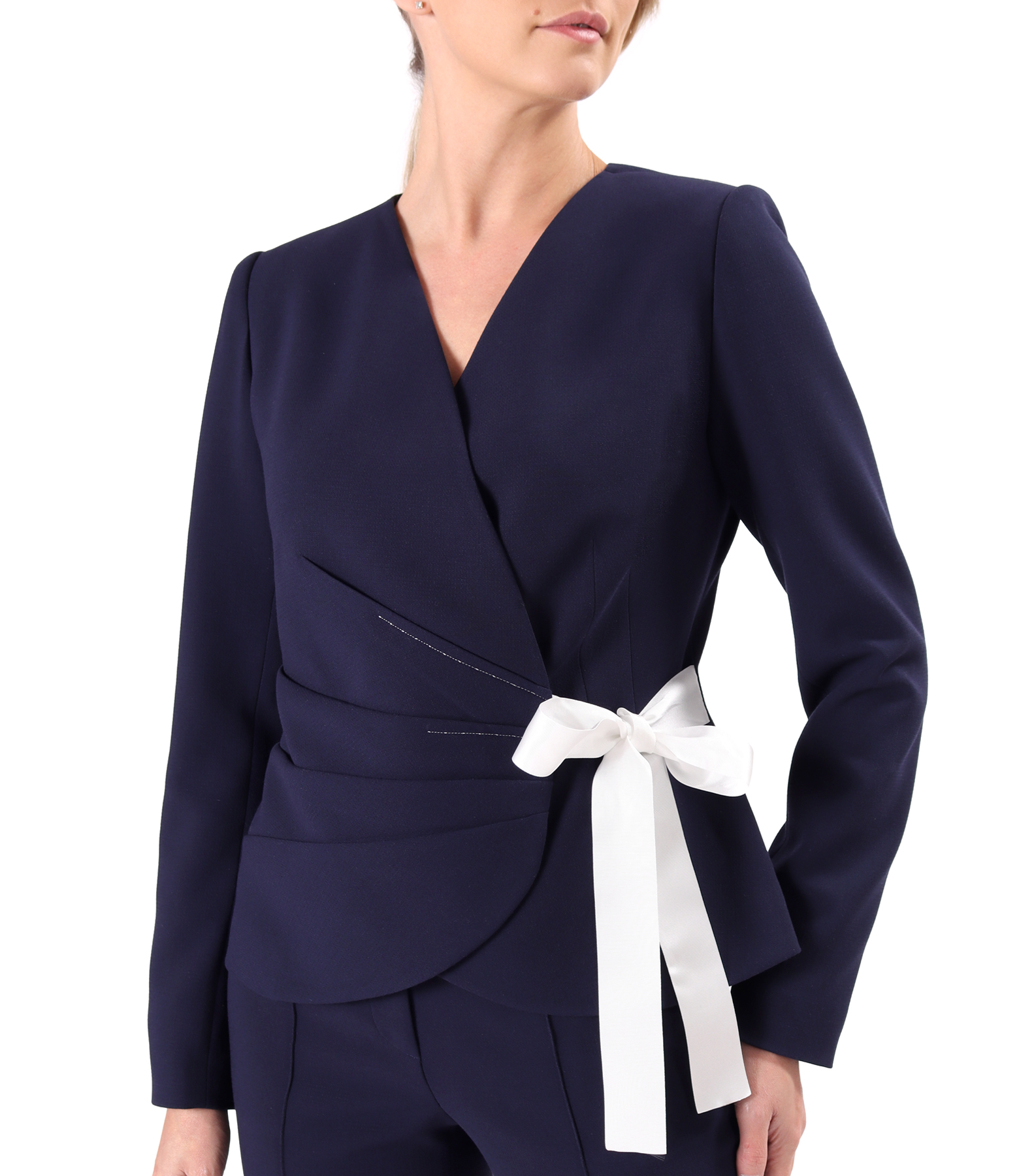 Elegant jacket in stretch viscose-blend fabric with front pleats
