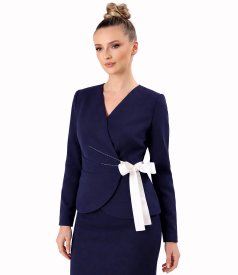 Sacou elegant din stofa elastica cu viscoza cu falduri pe fata