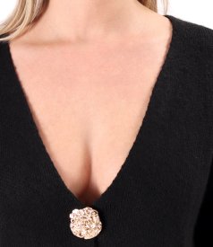 Relaxed-fit knitted cardigan with gold brooch-style buttons