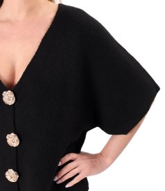 Relaxed-fit knitted cardigan with gold brooch-style buttons