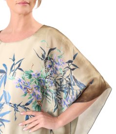 Elegant butterfly blouse in printed chiffon