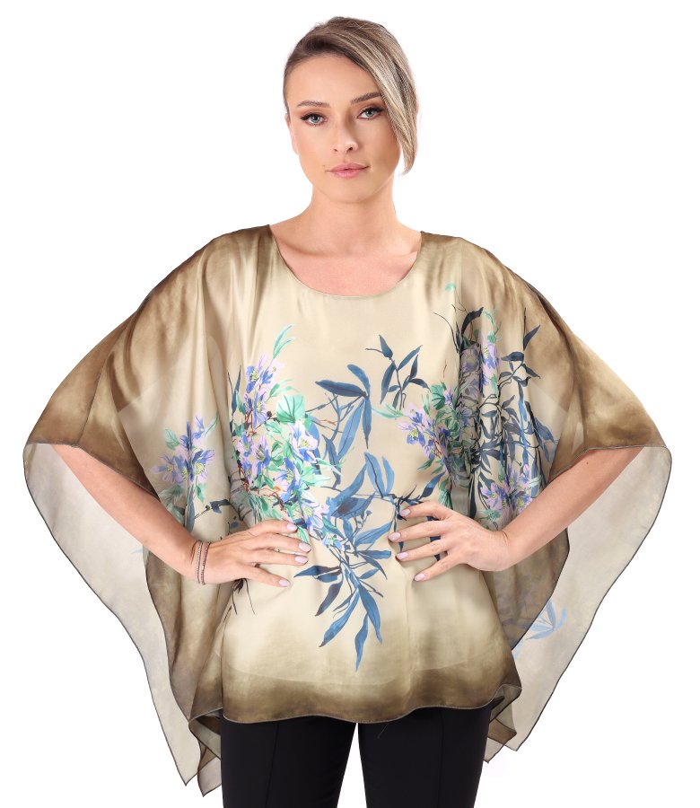 Elegant butterfly blouse in printed chiffon