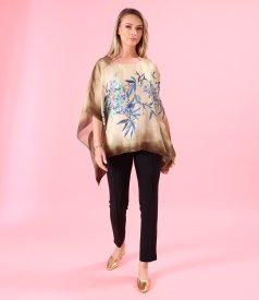 Elegant butterfly blouse in printed chiffon