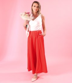 Long skirt in lightly crinkled viscose