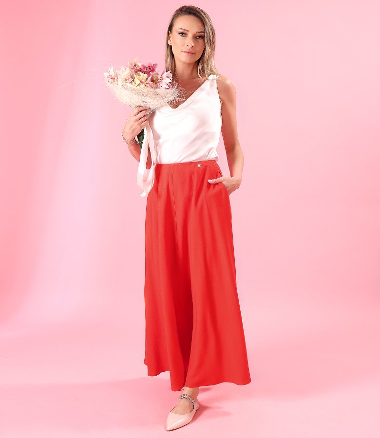 Long skirt in lightly crinkled viscose