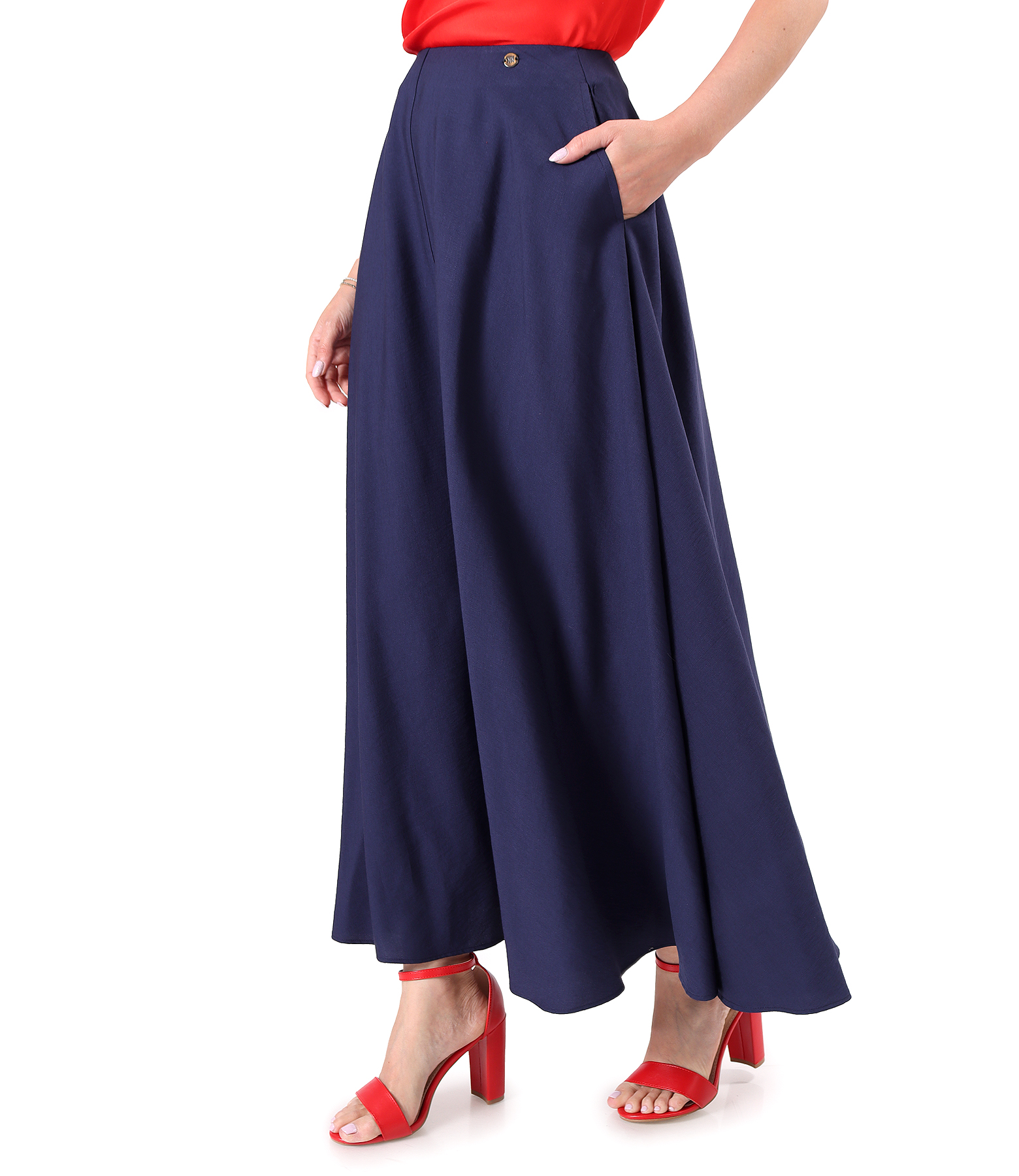 Long skirt in lightly crinkled viscose