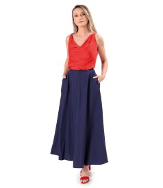 Long skirt in lightly crinkled viscose