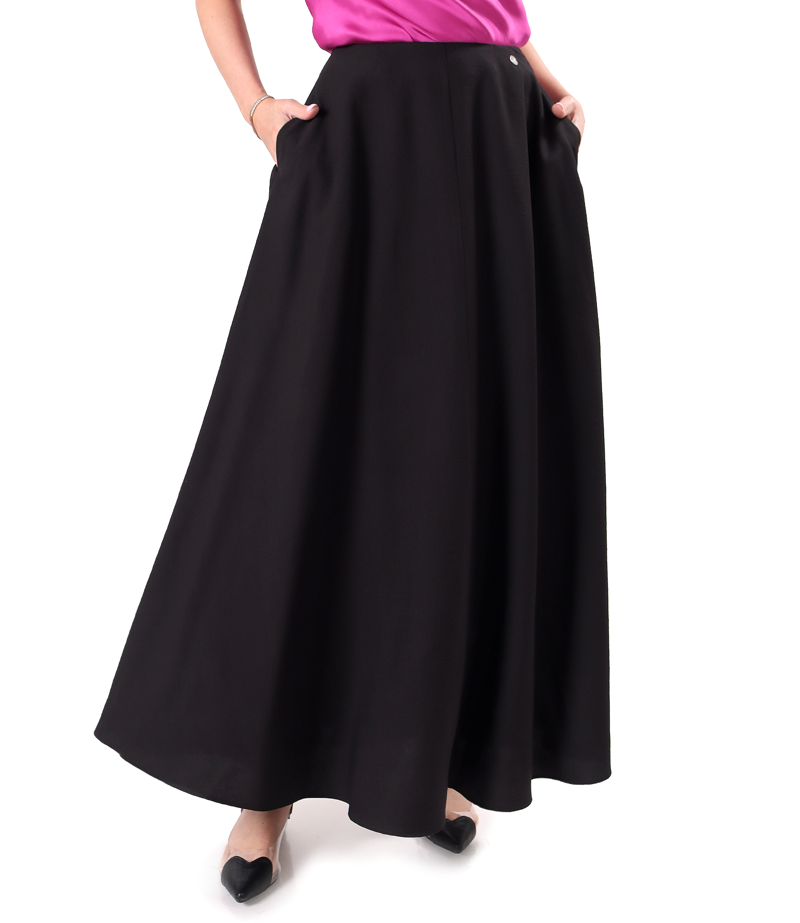 Long skirt in lightly crinkled viscose