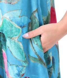 Relaxed-fit midi dress in viscose and silk with floral print