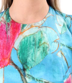 Relaxed-fit midi dress in viscose and silk with floral print