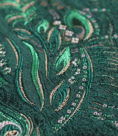 Evening jacket in floral jacquard with metallic yarn
