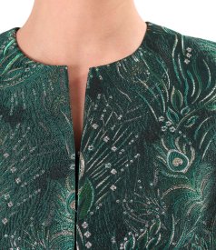 Evening jacket in floral jacquard with metallic yarn