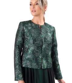 Elegant brocade jacket with metallic thread and floral motifs