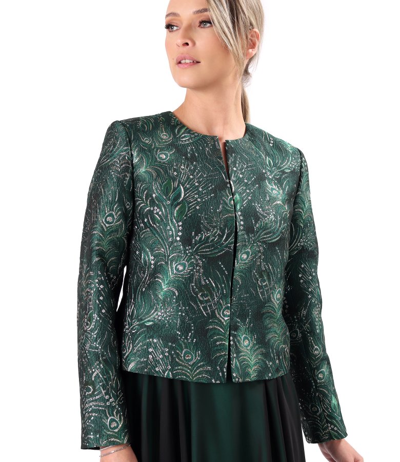 Elegant brocade jacket with metallic thread and floral motifs