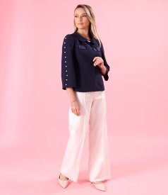 Elegant jacket with decorative pearls