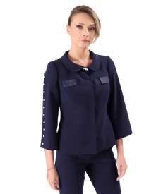 Elegant jacket with decorative pearls