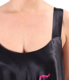 Midi strappy dress in satin viscose