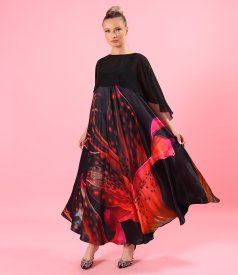Midi strappy dress in satin viscose