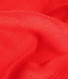 Long ruffled dress in plain chiffon