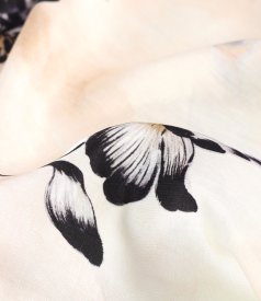 Long viscose and linen-blend dress in floral print
