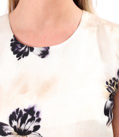 Long viscose and linen-blend dress in floral print