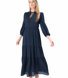 Rochie lunga cu volane din voal uni