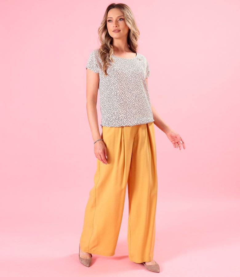 Viscose blouse printed with polka dots