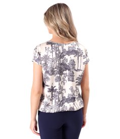 Relaxed-fit printed satin viscose blouse