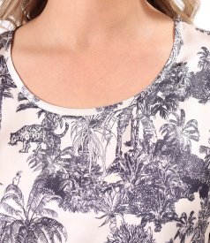 Relaxed-fit printed satin viscose blouse