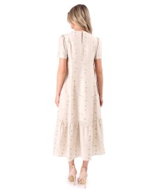 Midi dress in a viscose-linen blend with metallic yarn