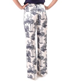 Relaxed-fit trousers in printed satin viscose