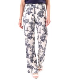 Relaxed-fit trousers in printed satin viscose