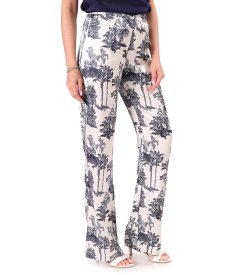 Pantaloni lejeri din viscoza satinata imprimata