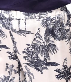 Relaxed-fit trousers in printed satin viscose