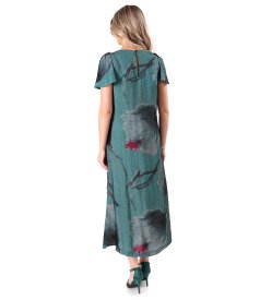 Long viscose dress layered with organza