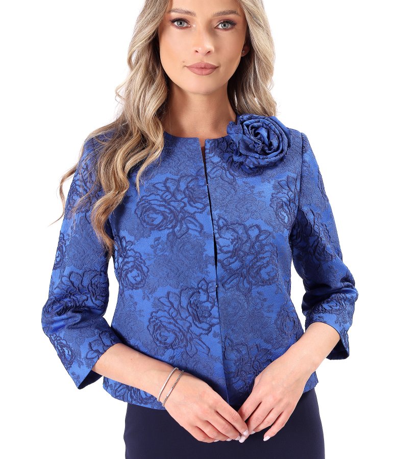 Elegant floral jacquard stretch jersey jacket