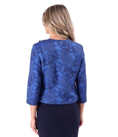 Elegant floral jacquard stretch jersey jacket