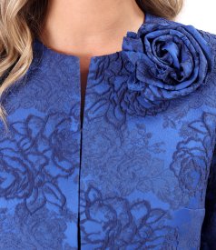 Elegant floral jacquard stretch jersey jacket