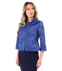 Elegant floral jacquard stretch jersey jacket