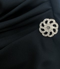 Satin midi dress with a bateau neckline