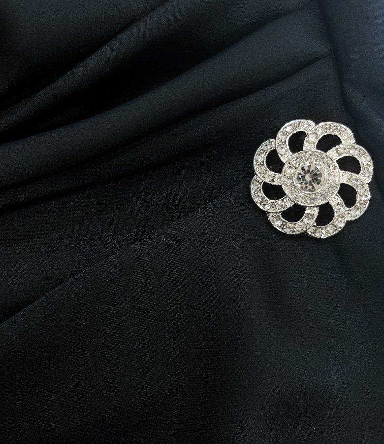 Satin midi dress with a bateau neckline