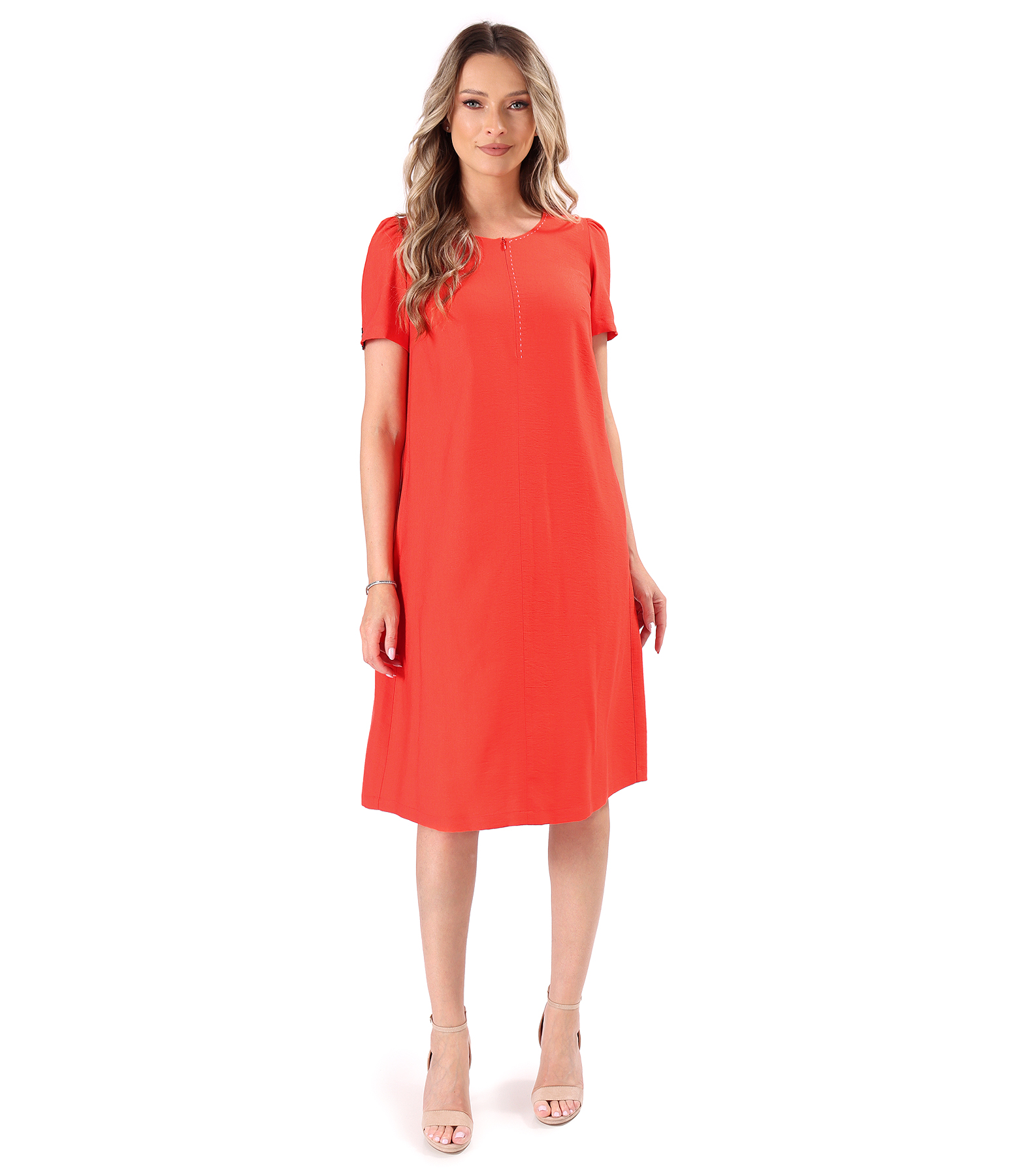 Flared dress in lightly crinkled viscose