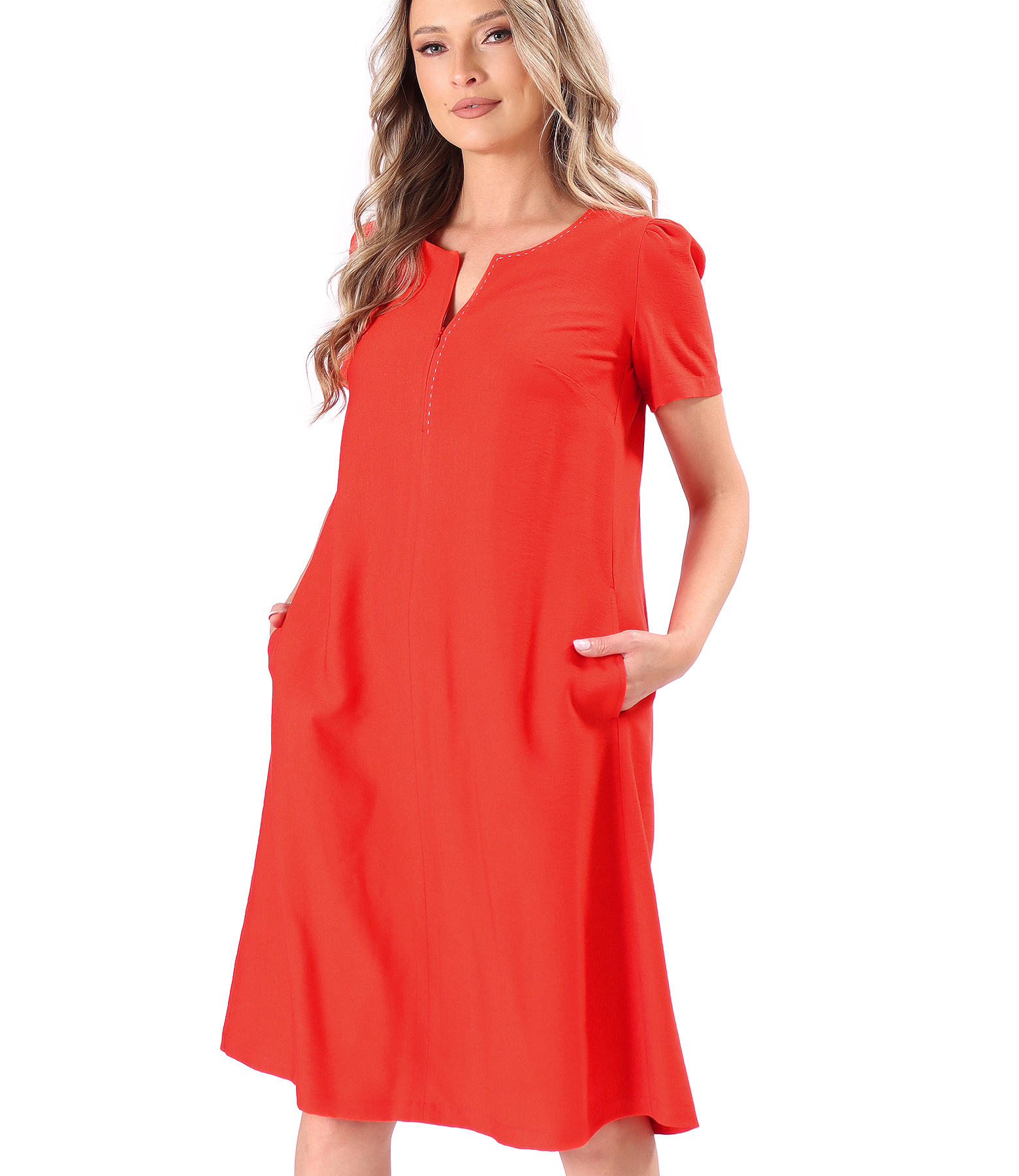 Flared dress in lightly crinkled viscose