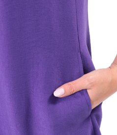 Flared dress in lightly crinkled viscose