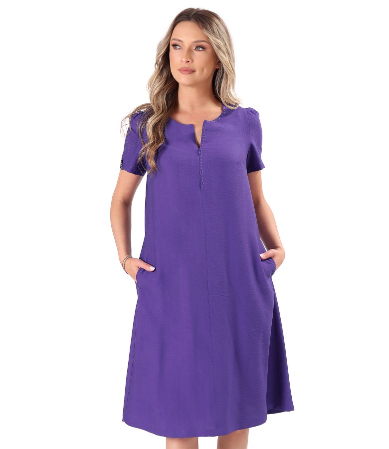 Flared dress in lightly crinkled viscose