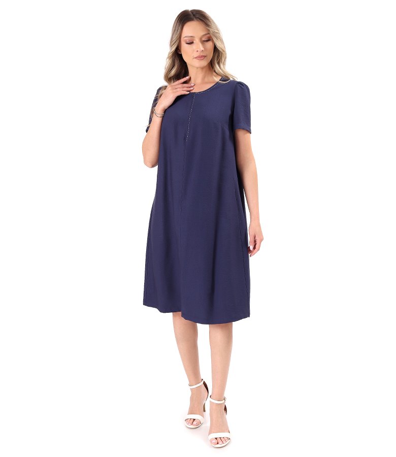 Flared dress in lightly crinkled viscose