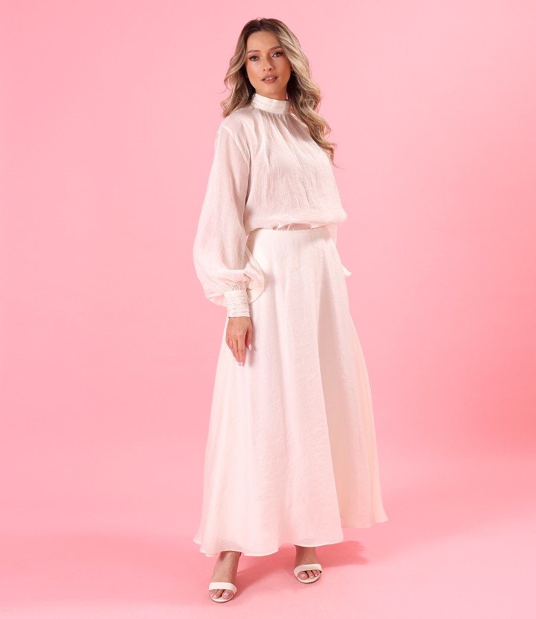 Elegant set with long skirt and Tencel blouse