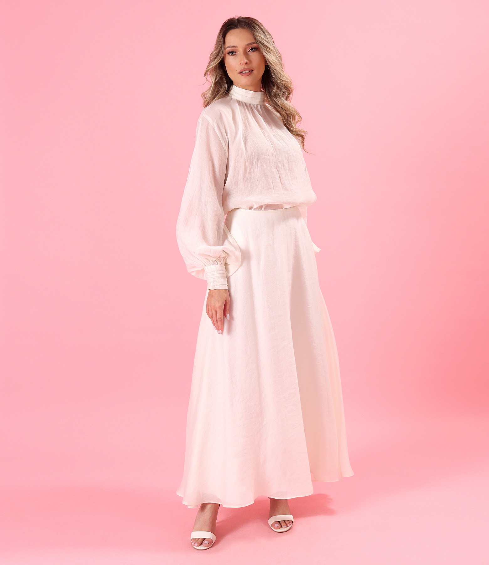 Elegant set with long skirt and Tencel blouse