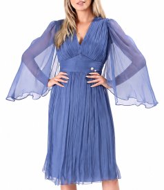 Short evening dress made of natural silk veil