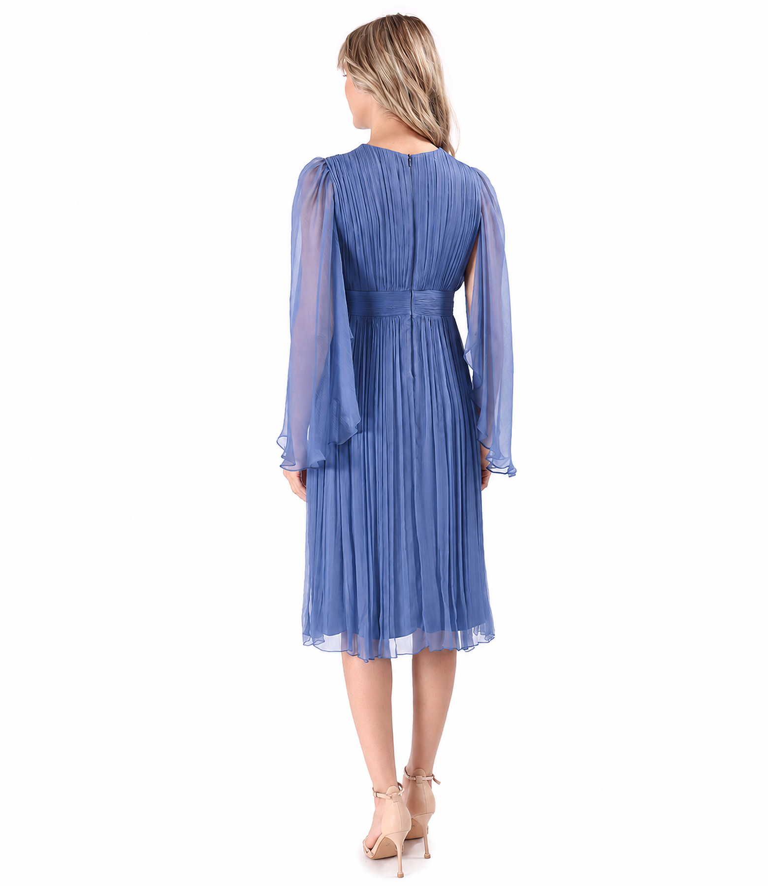 Short evening dress made of natural silk veil